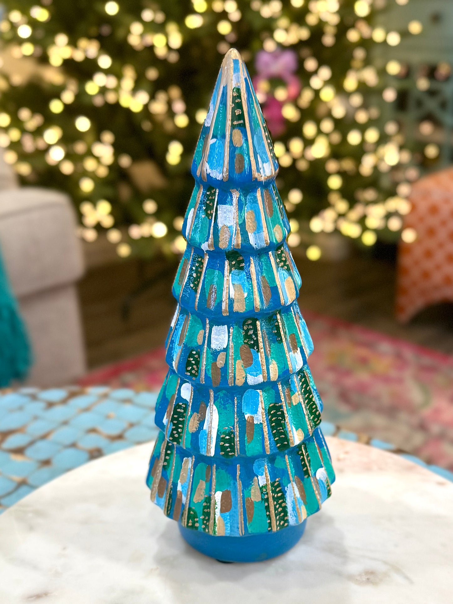 BLUE CERAMIC CHRISTMAS 11”