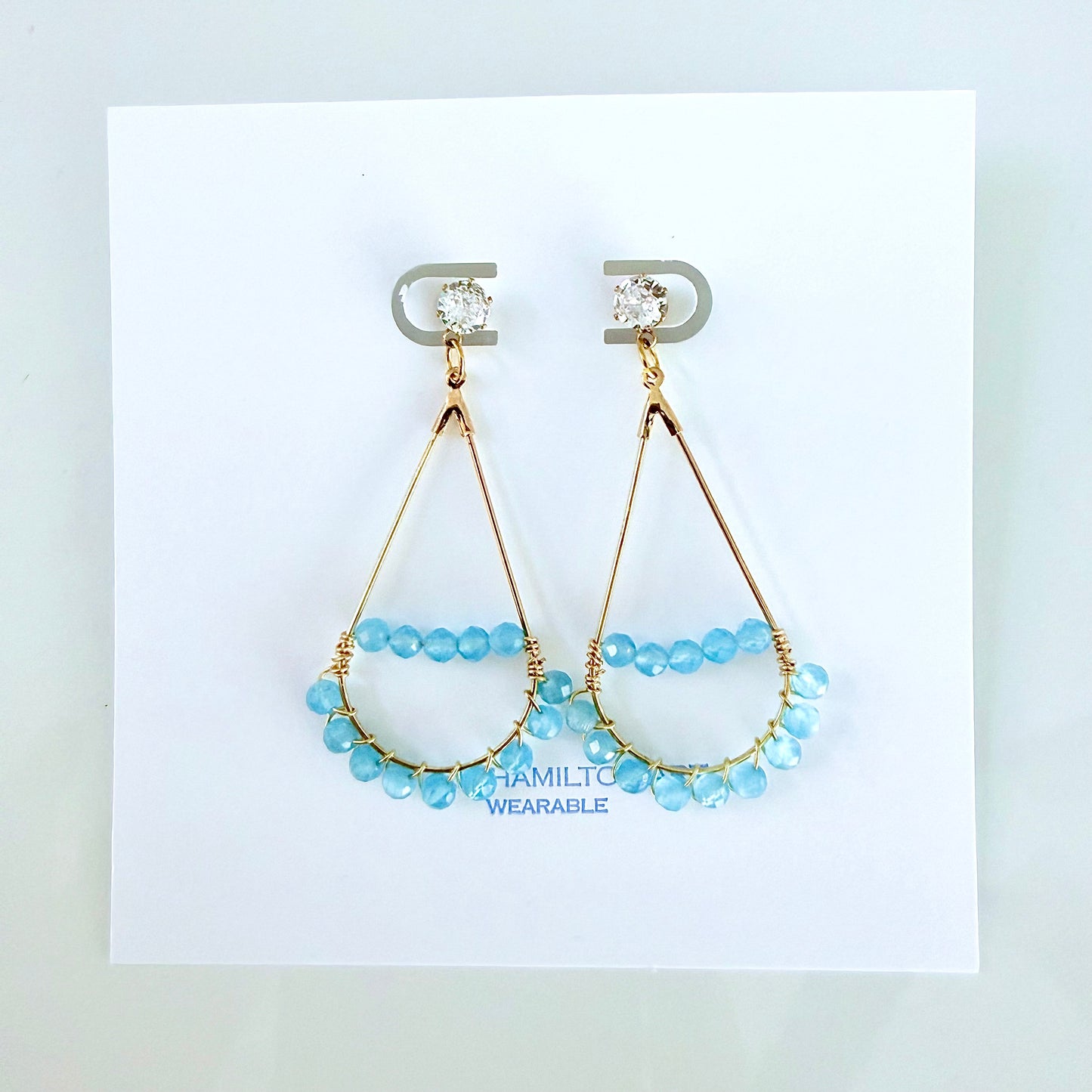Aquamarine Wrapped Teardrop Earrings