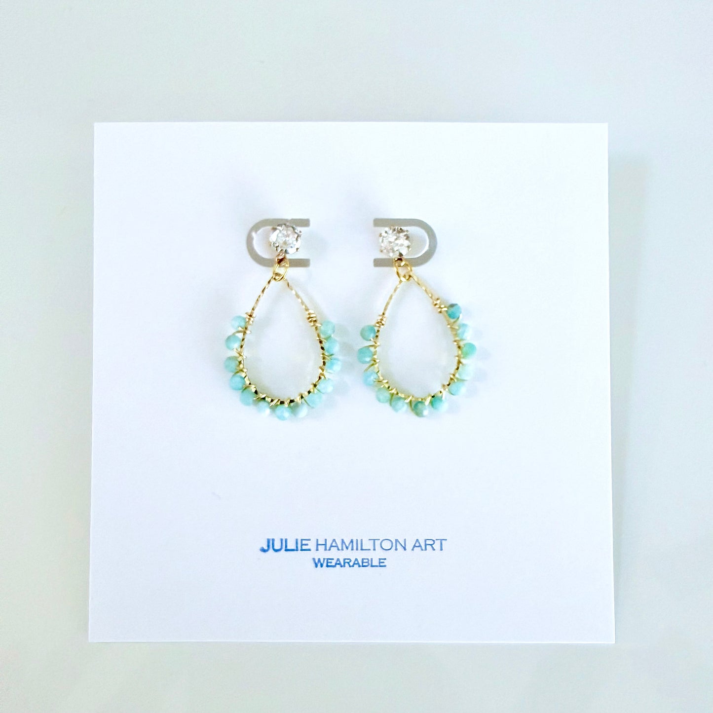 Aquamarine Wrapped Teardrop Earrings (Small)
