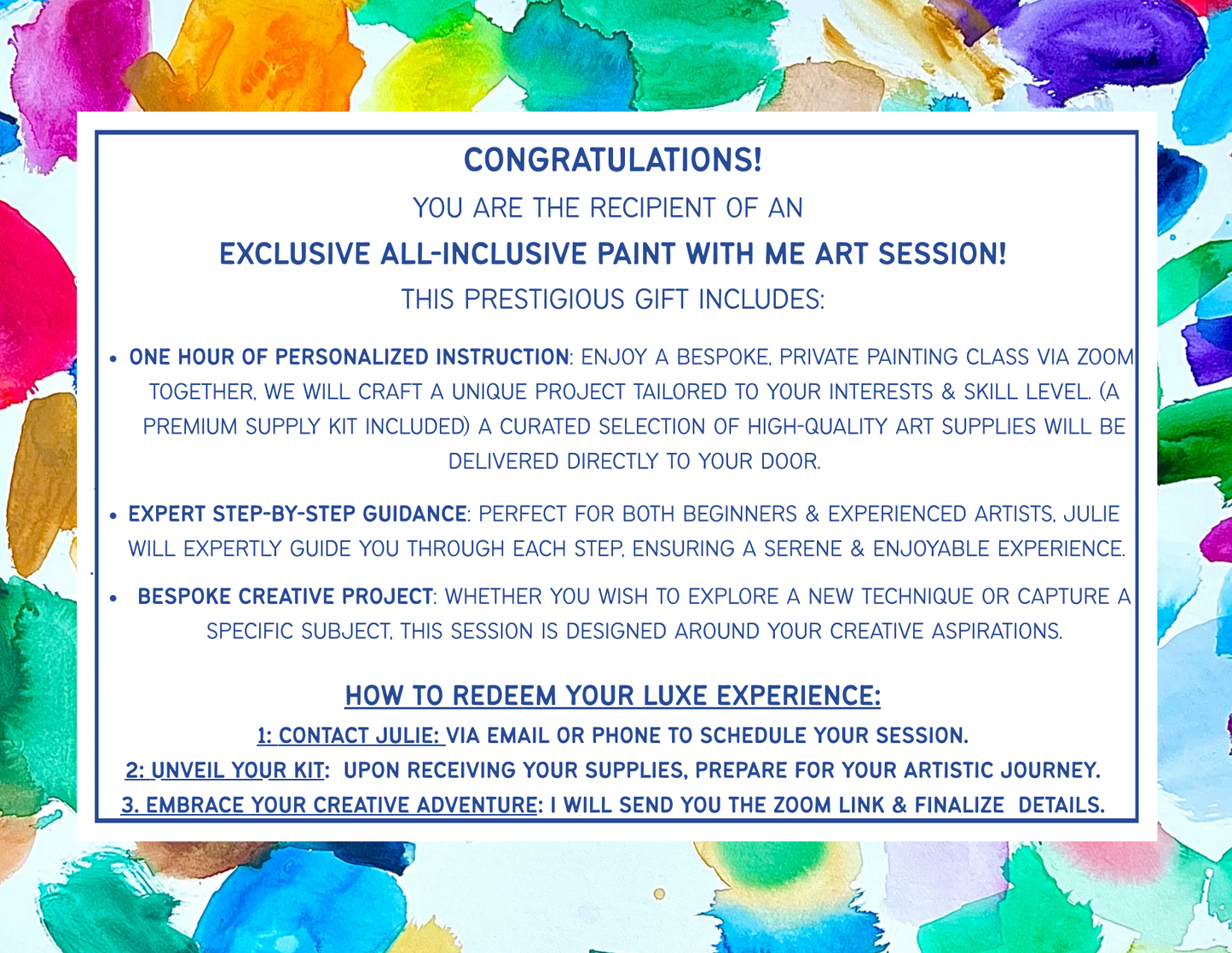 PAINT WITH ME! (Upgraded) A one hour private Zoom lesson