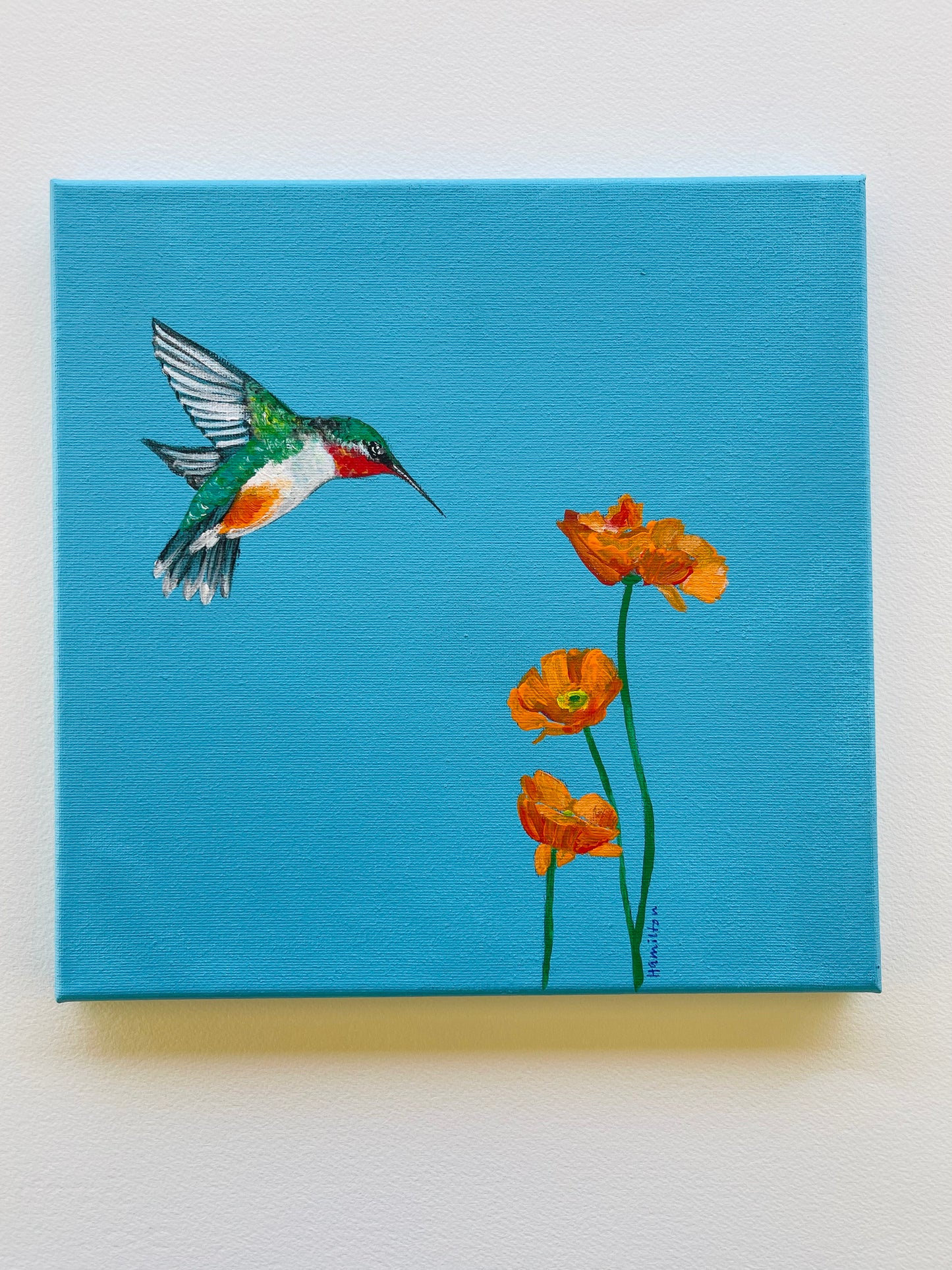 Love Notes: Hummingbird with poppies