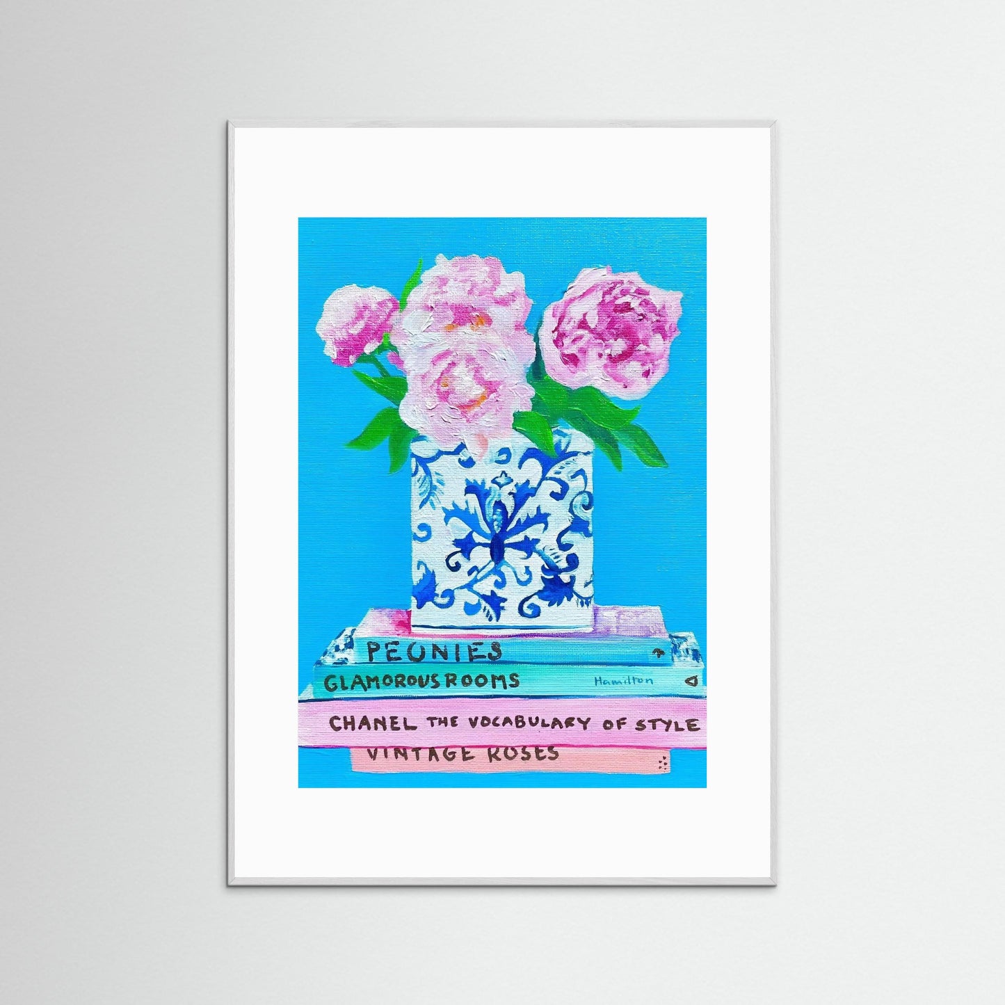 Love Notes / Peonies in chinoiserie - Framed Paper Print