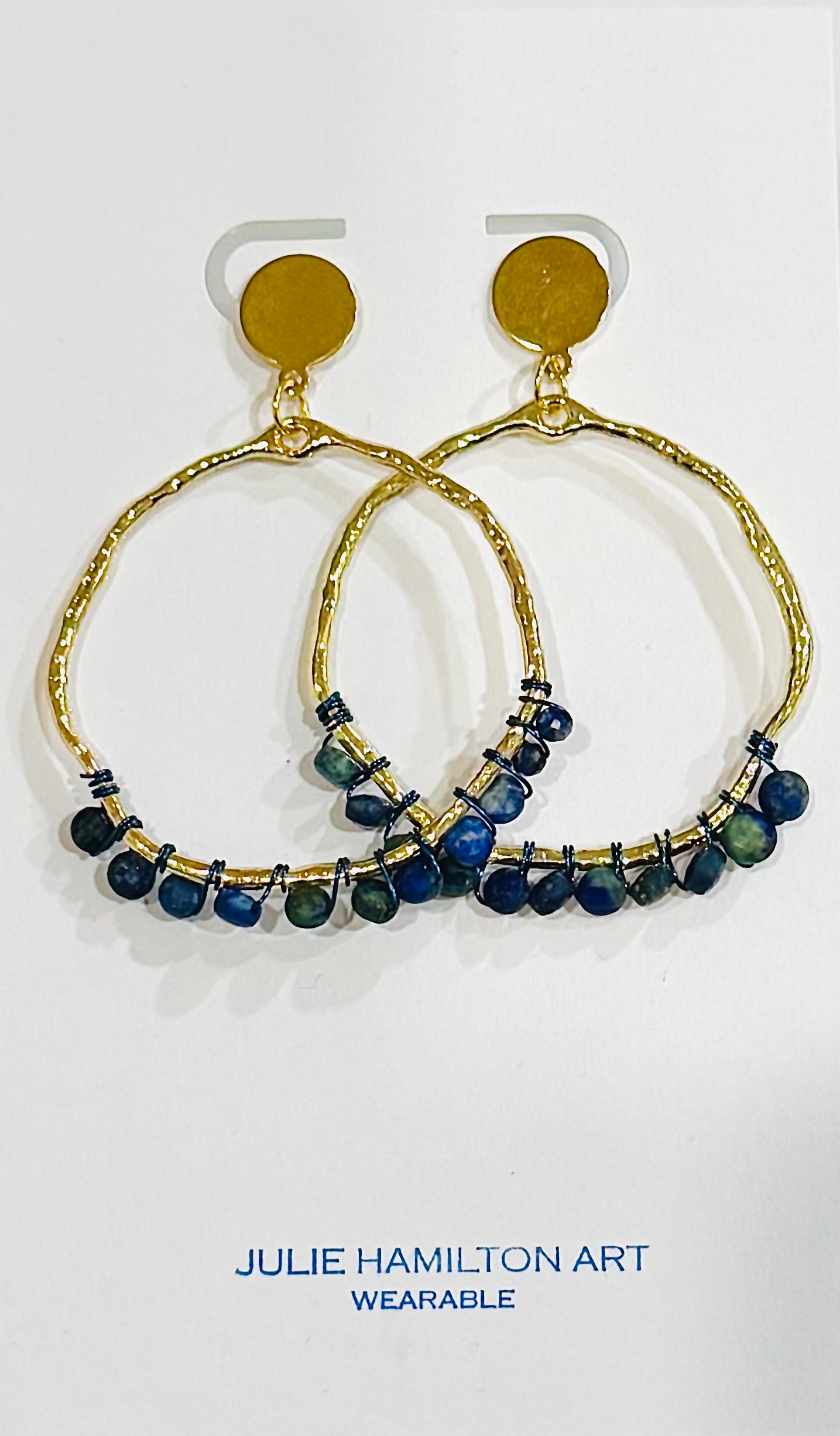 Lapis Lazuli wrapped earrings (with blue wire)