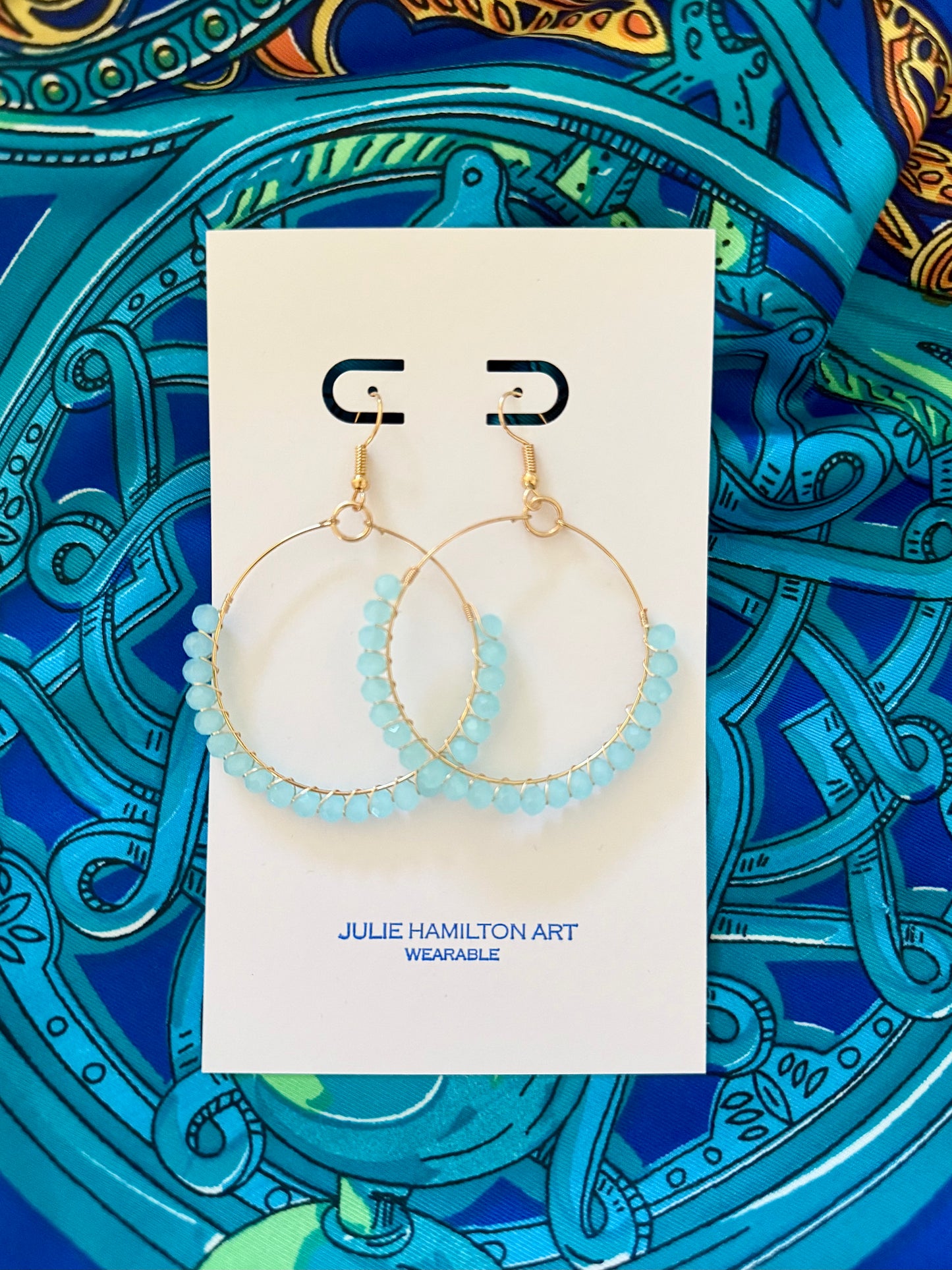 TURQUOISE BEADED HOOP