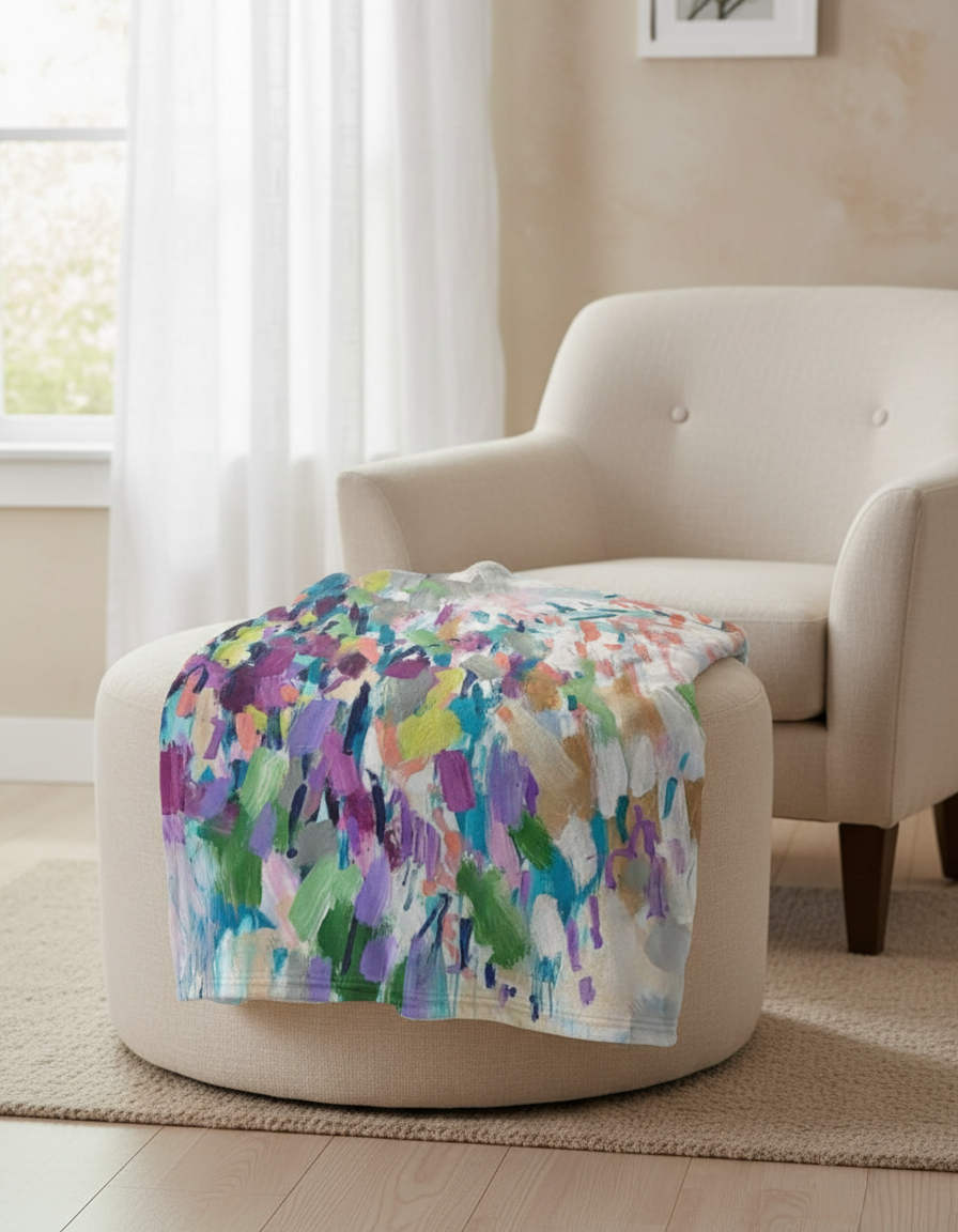 Lavender Floral Minky Blanket