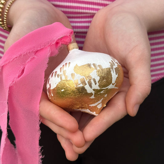 Gilded Wooden Ornament - pink chiffon