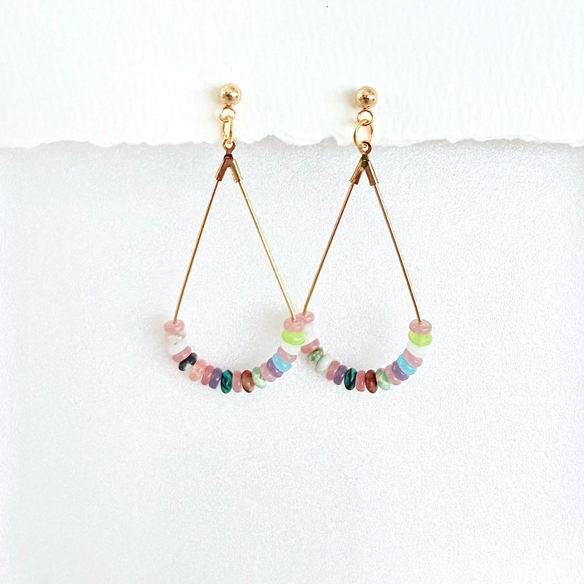 Indian Agate Gemstone Teardrop Earrings