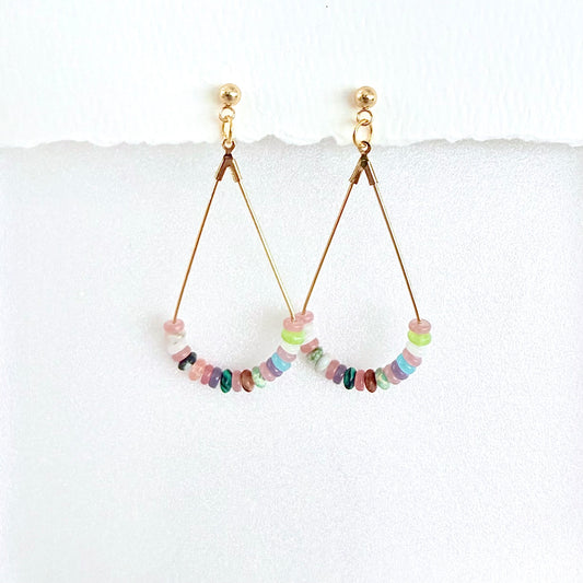 Indian Agate Gemstone Teardrop Earrings