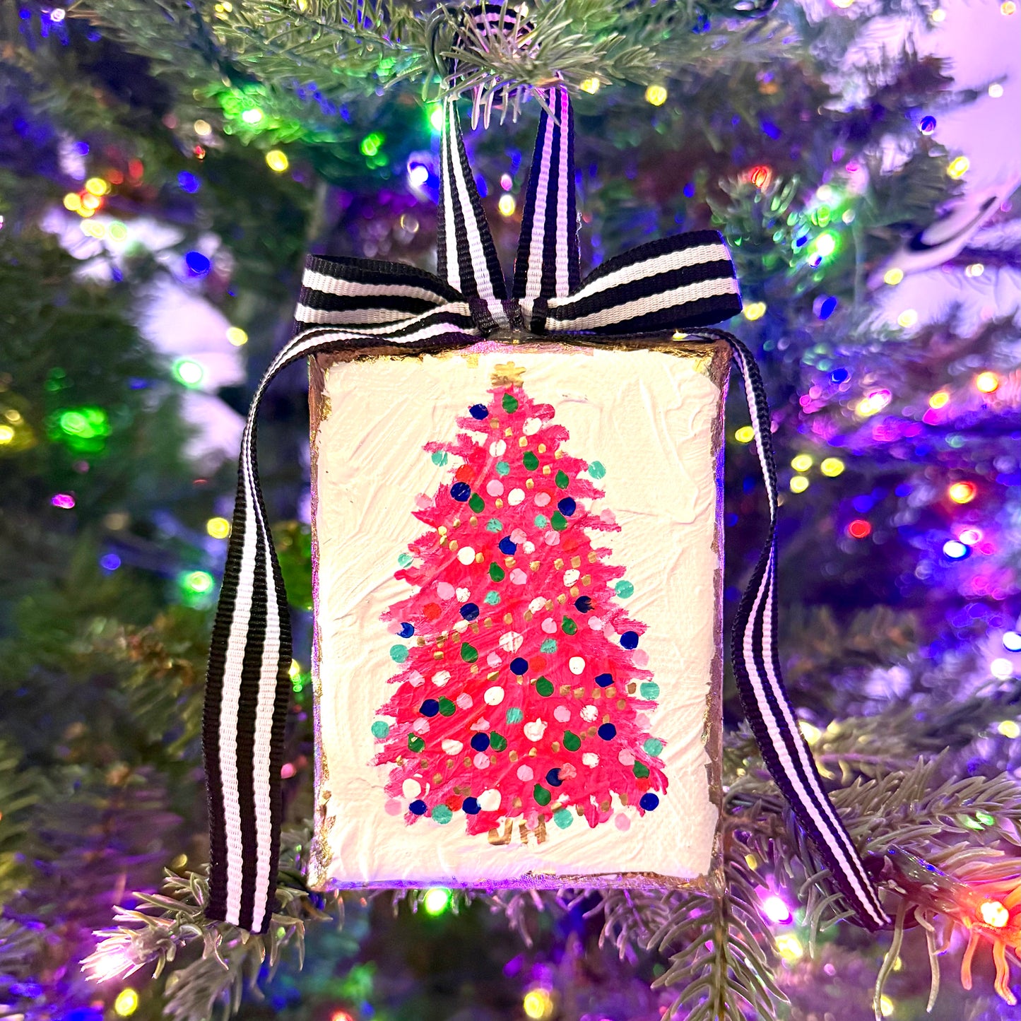 CANVAS TREE ORNAMENT in pink