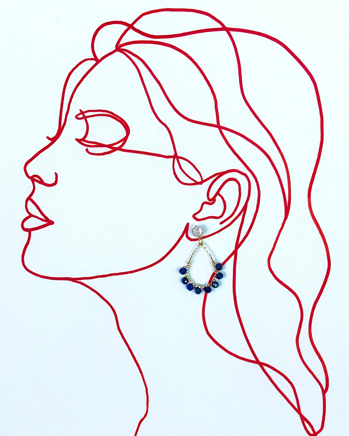 Lapis Lazuli Wrapped Teardrop Earrings (Small)