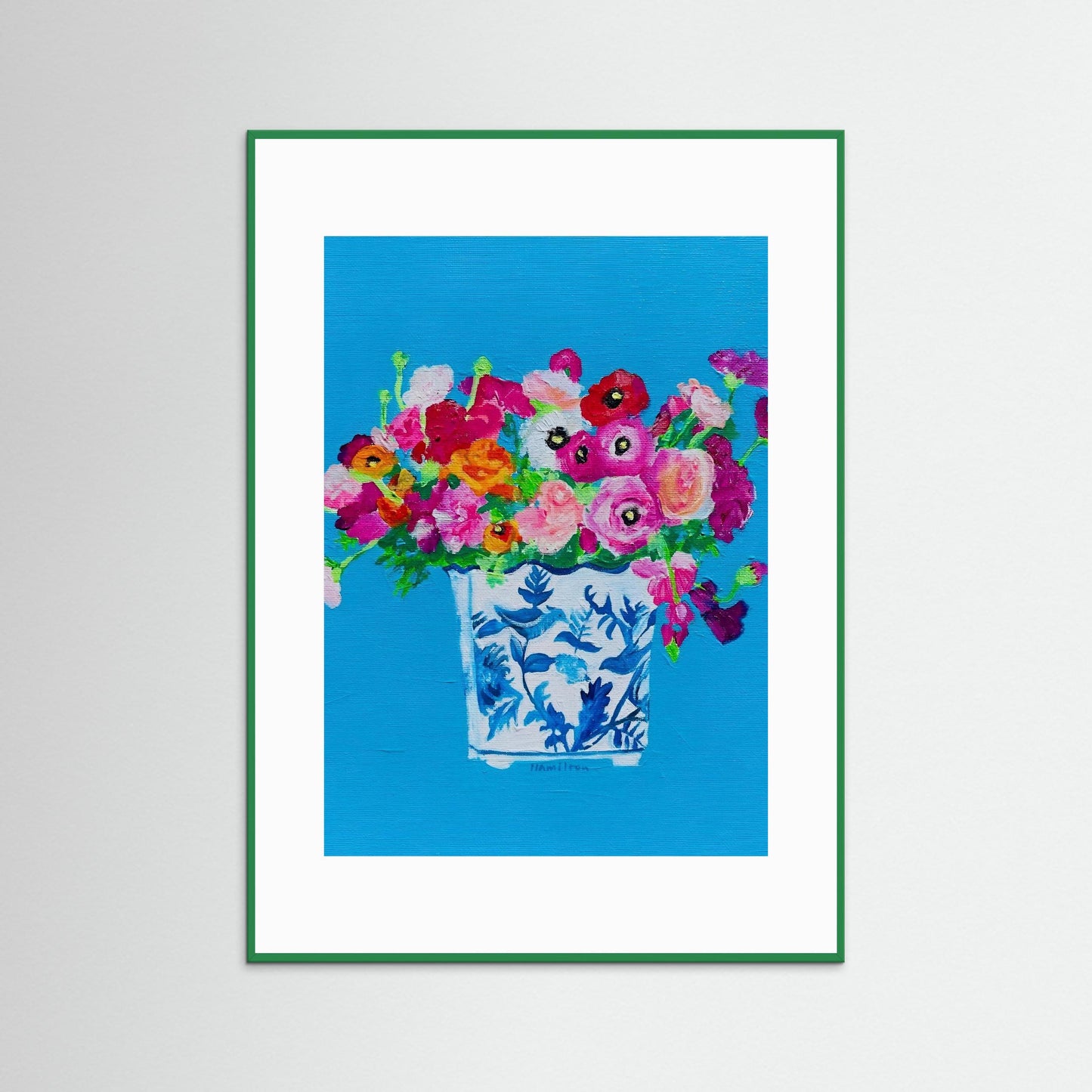 Love Notes / Poppies in chinoiserie - Framed Paper Print