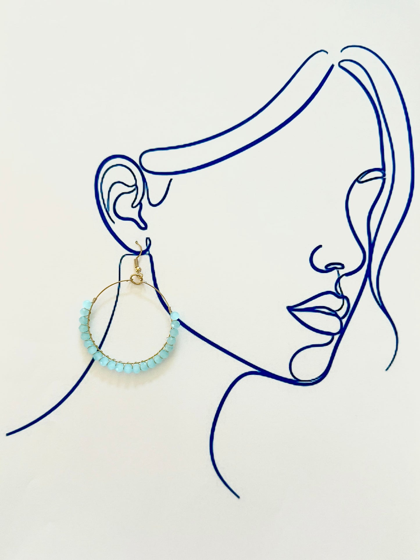 TURQUOISE BEADED HOOP