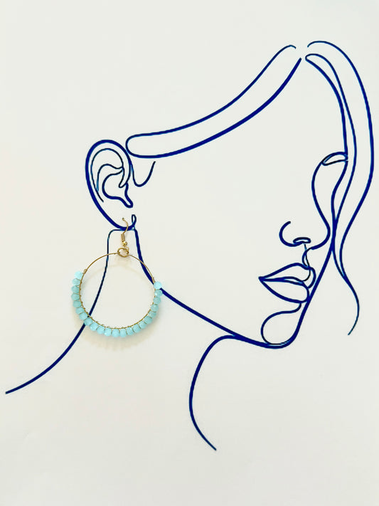 TURQUOISE BEADED HOOP