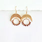 Sunstone Gemstone Wrapped Hoop and Moon Earrings