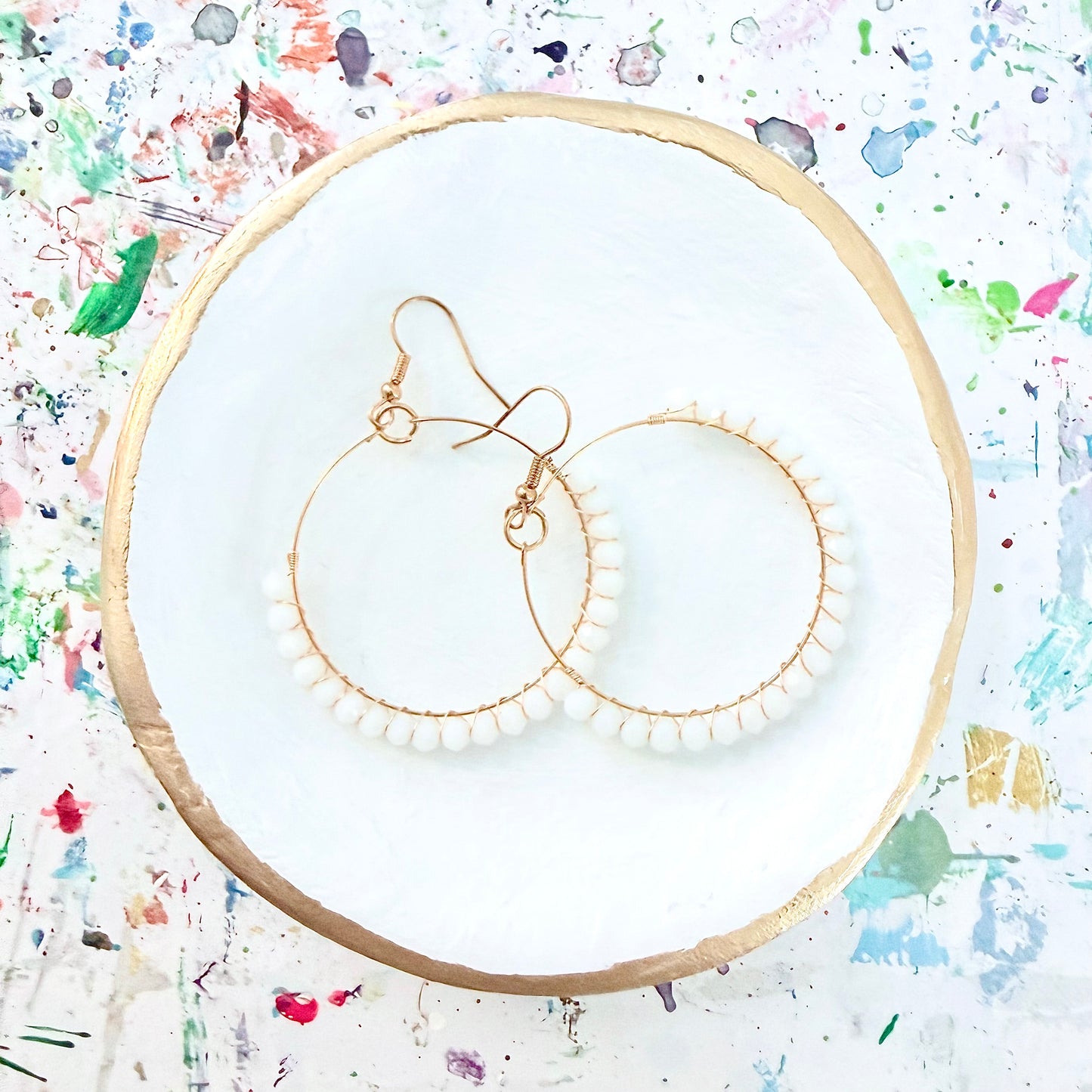 Milkstone Wrapped Hoop Earrings