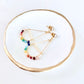 Rainbow Gemstone and Pearl Wrapped Teardrop Earrings