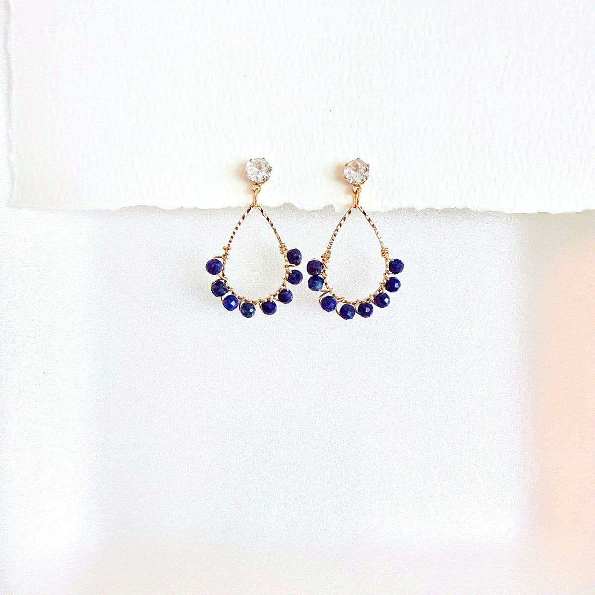 Lapis Lazuli Wrapped Teardrop Earrings (Small)