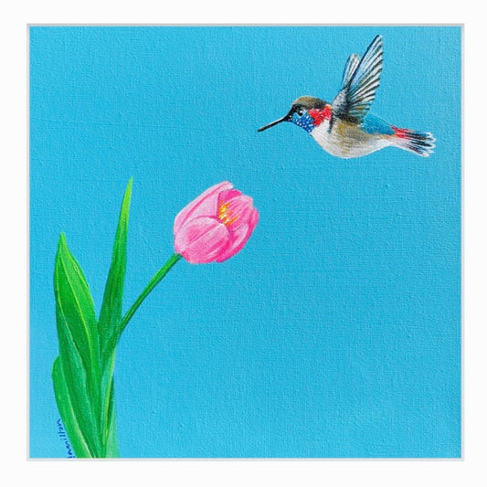 A Sign - Hummingbird with Tulip