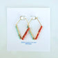Coral and Aquamarine Gemstone Wrapped Trapezoid Hoop Earrings