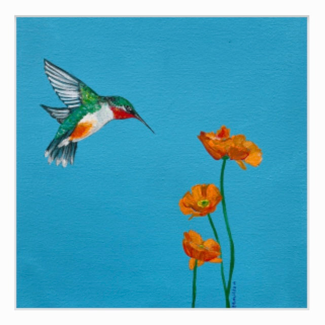 A Sign - Hummingbird with Poppies