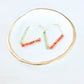 Coral and Aquamarine Gemstone Wrapped Trapezoid Hoop Earrings