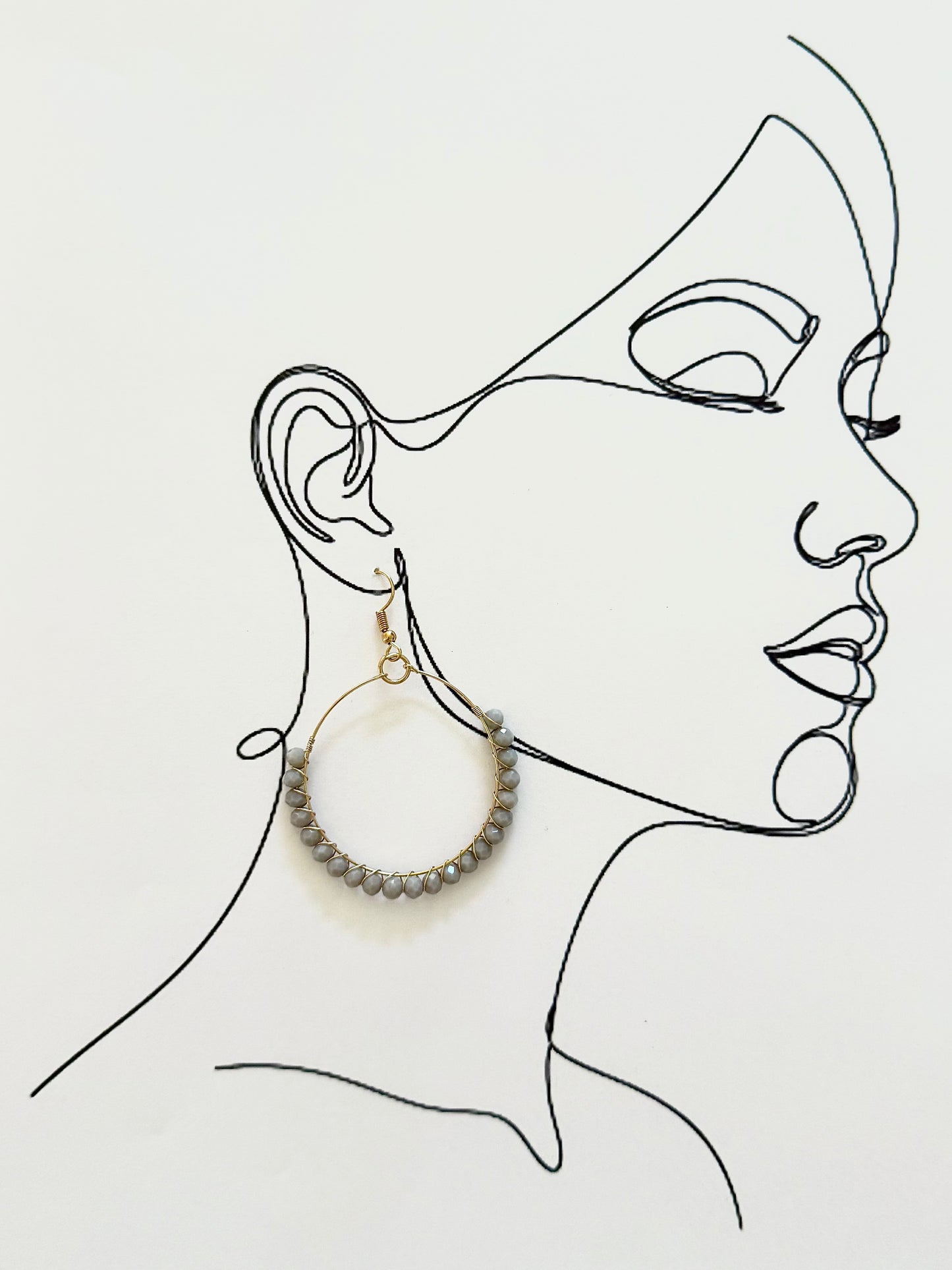 GREIGE BEADED HOOP