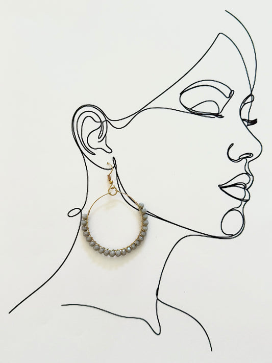 GREIGE BEADED HOOP