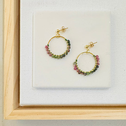 Wrapped Watermelon Tourmaline Earrings