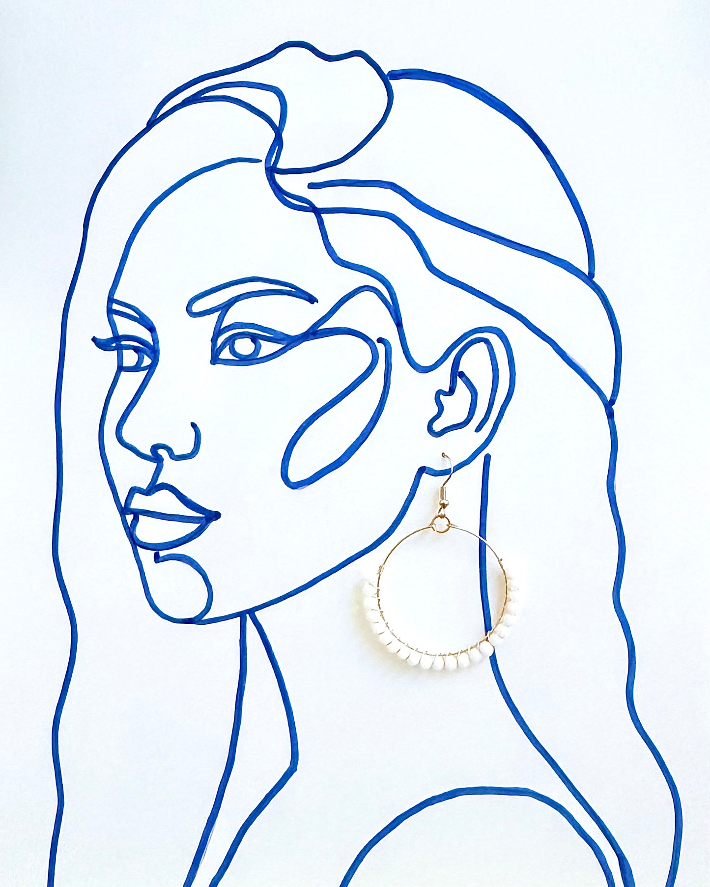 Milkstone Wrapped Hoop Earrings