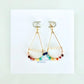 Rainbow Gemstone and Pearl Wrapped Teardrop Earrings