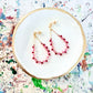 Pink Chalcedony Gemstone and Glass Wrapped Teardrop Earrings