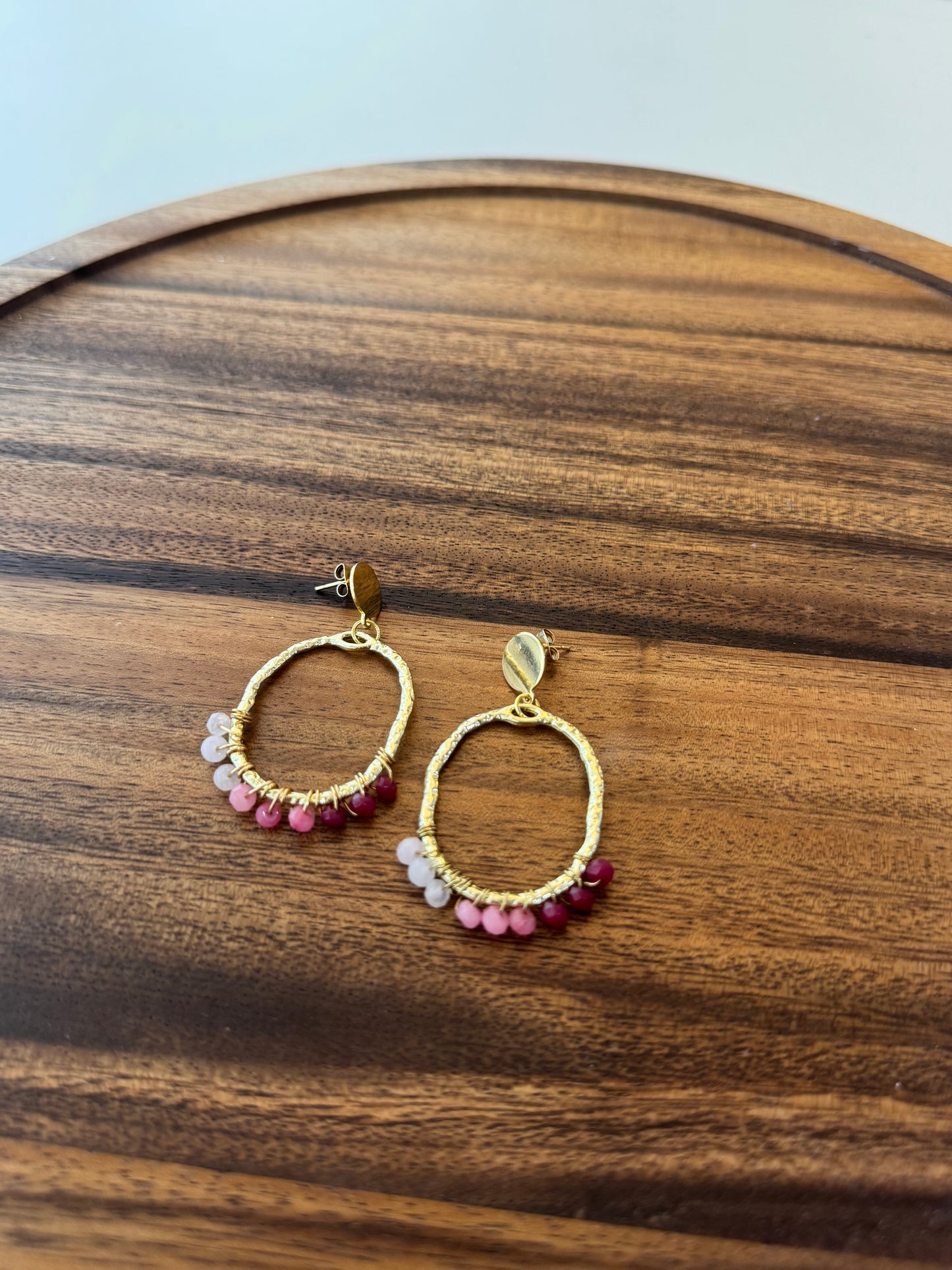 Wrapped Pink Ombré Quartz Earrings