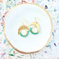 Green Onyx Gemstone Wrapped Hoop and Moon Earrings