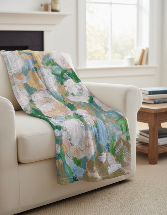 Cream Floral Minky Blanket