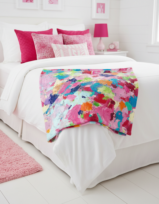Pink Floral Minky Blanket