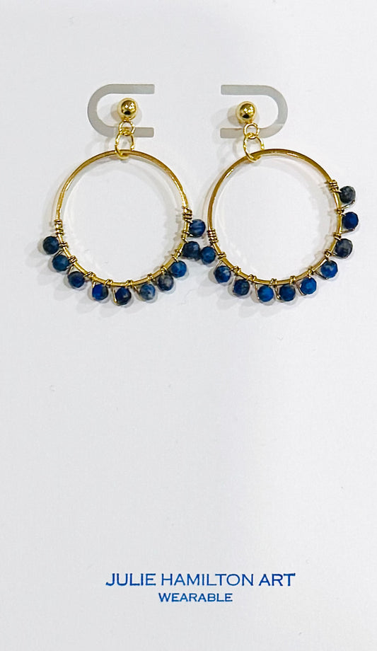 Faceted Lapis Lazuli wrapped earrings