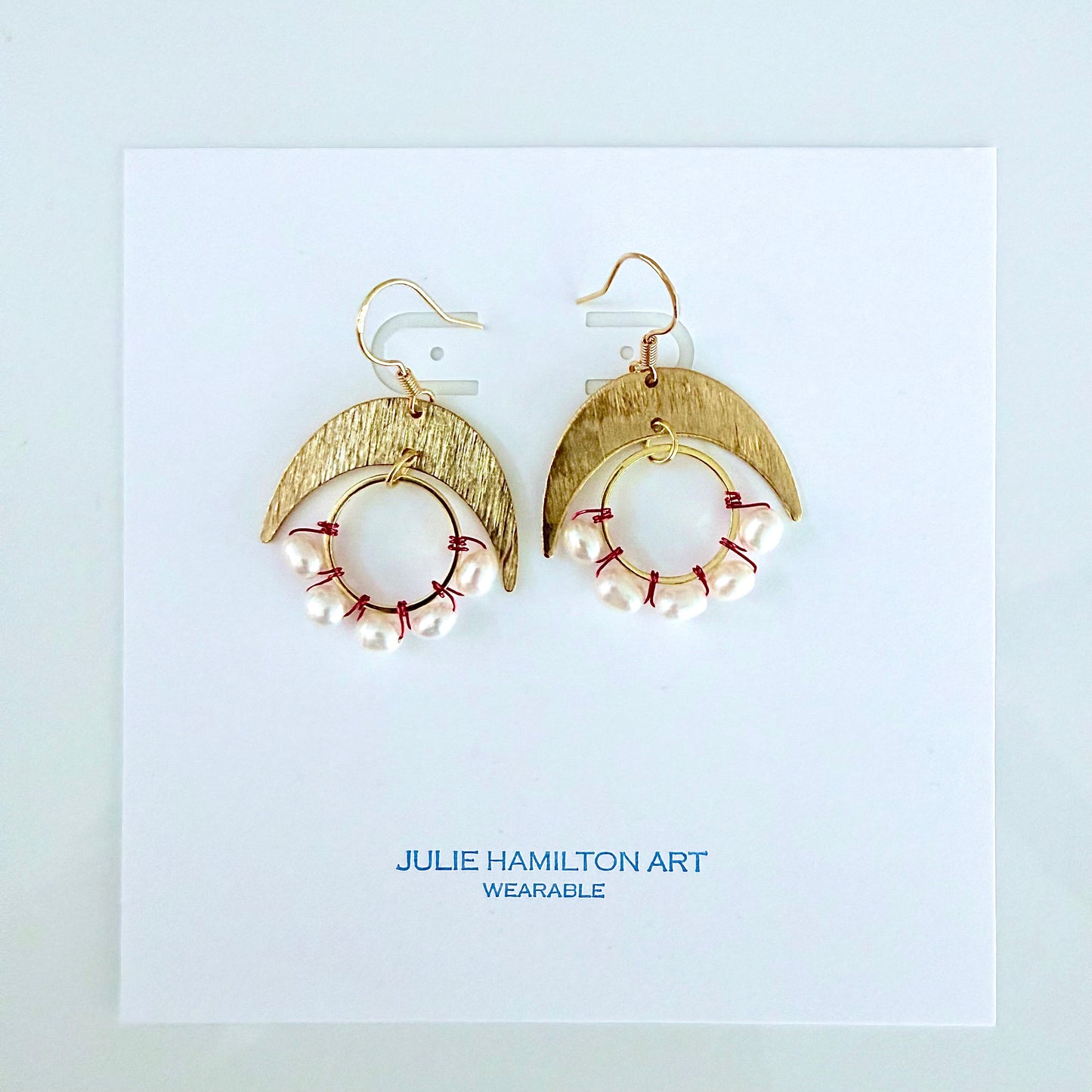 Freshwater Pearl Wrapped Hoop and Moon Earrings