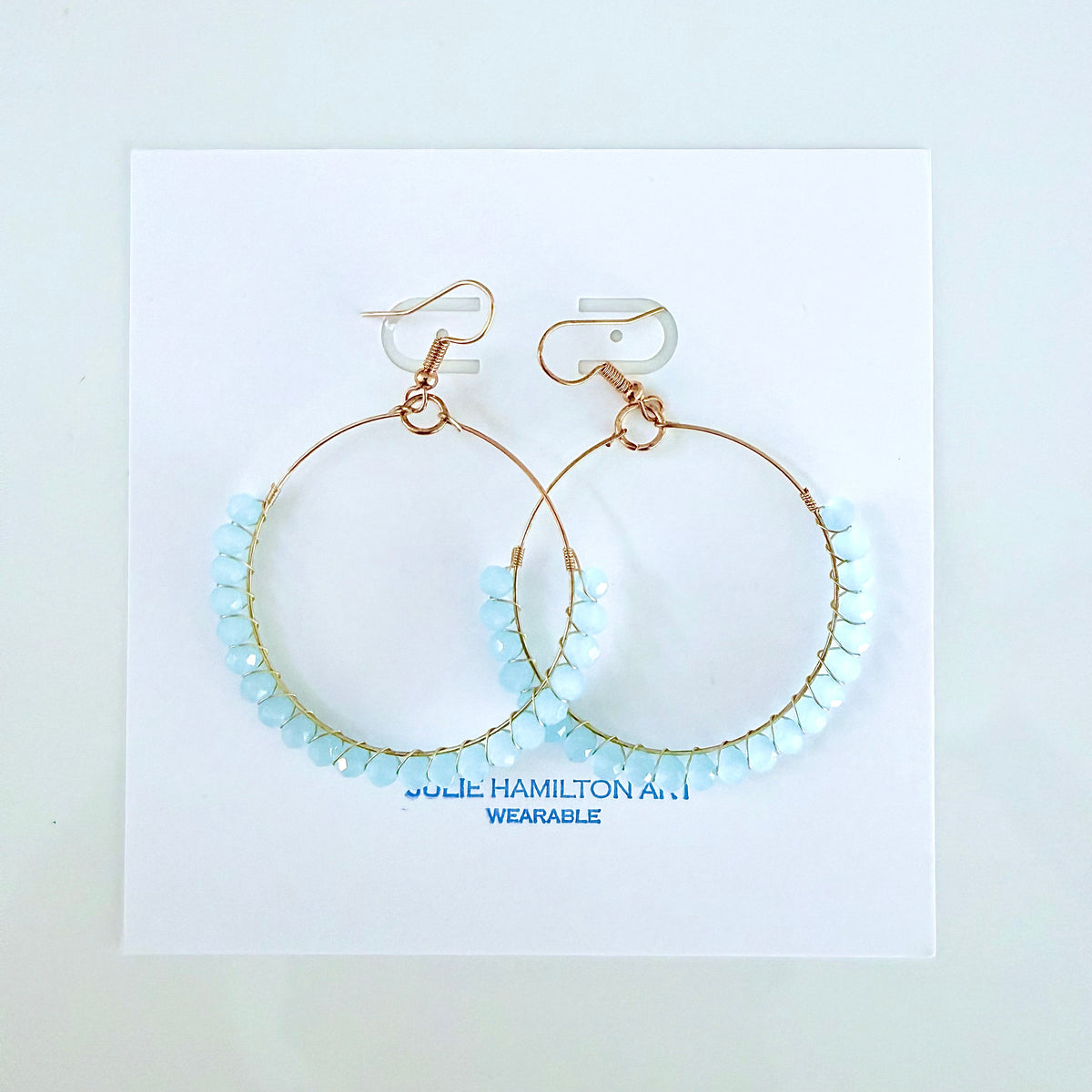 Aquamarine Gemstone Wrapped Hoop Earrings