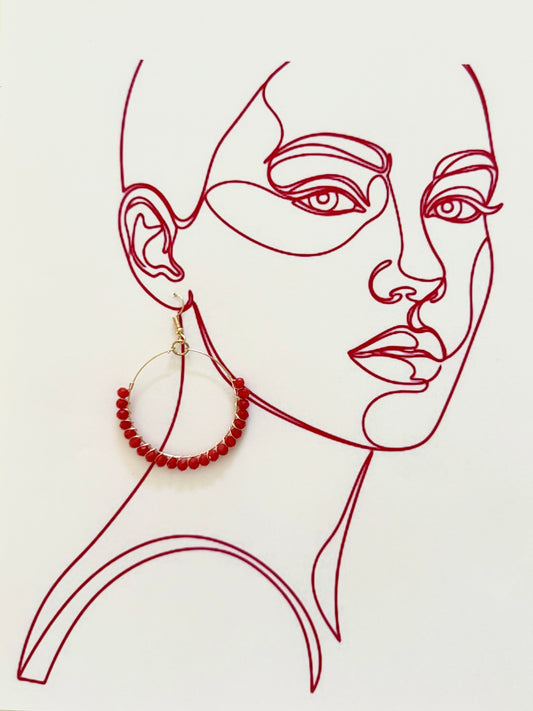 RED BEADED HOOP