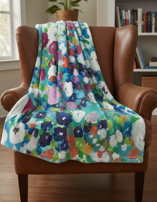 Blue Floral Minky Blanket