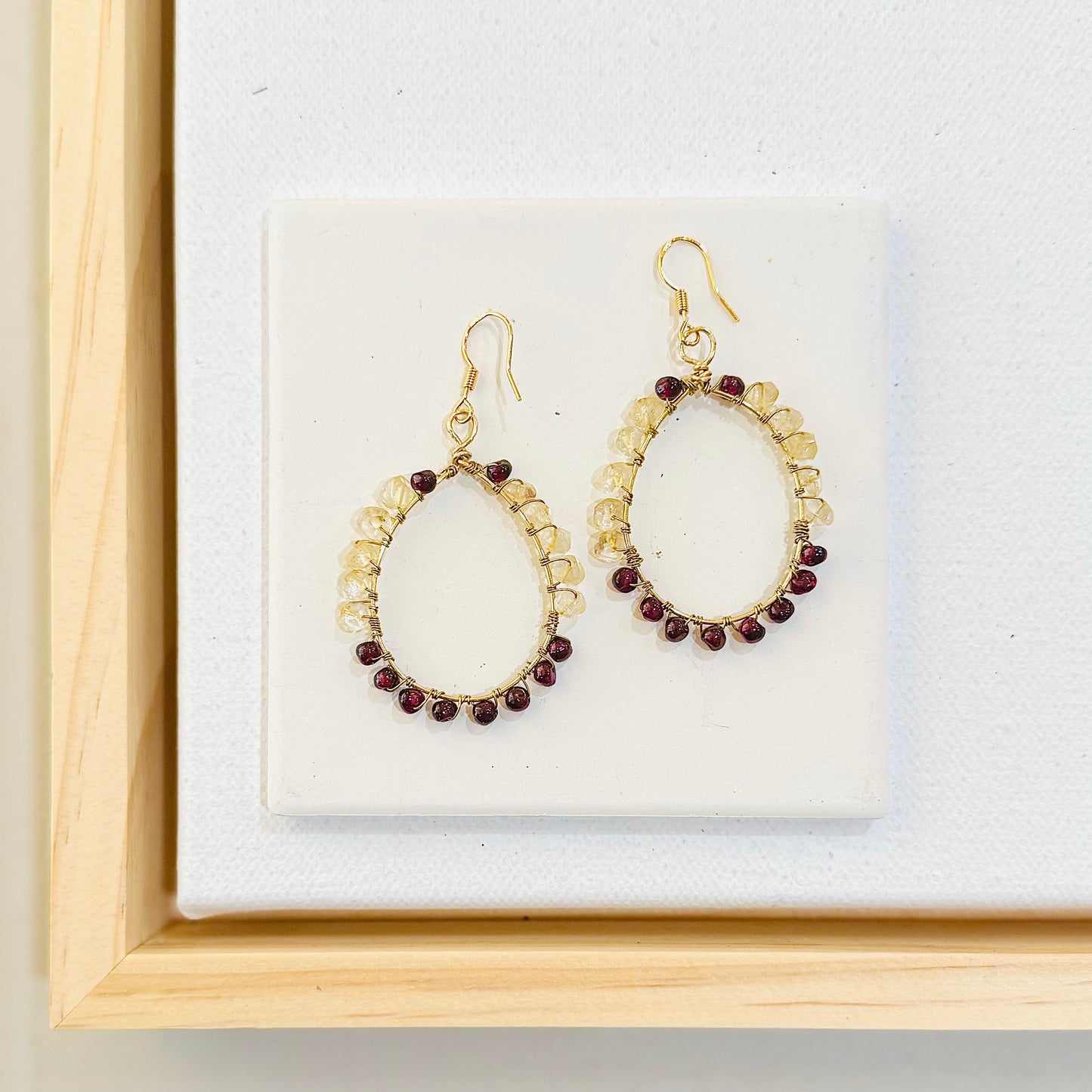 Wrapped Garnet and Citrine Earrings