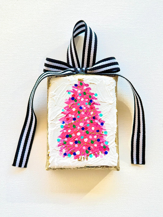 CANVAS TREE ORNAMENT in pink