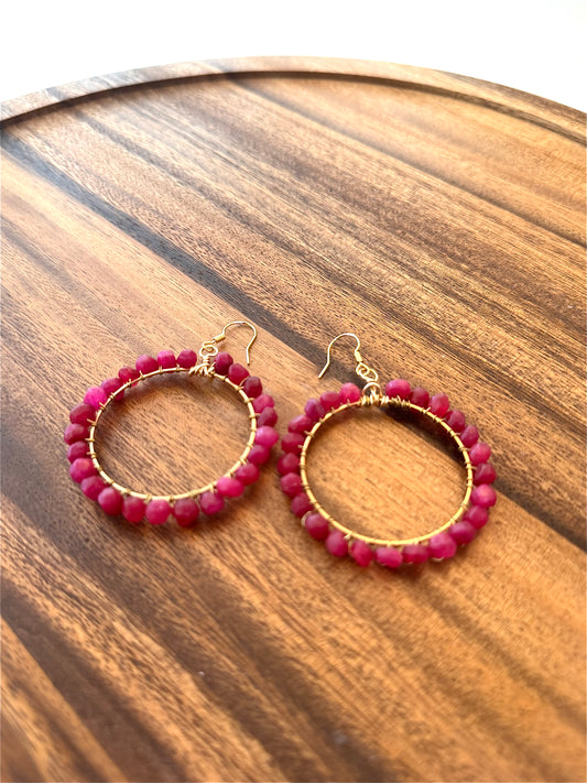 Wrapped Hot Pink Chalcedony Earrings