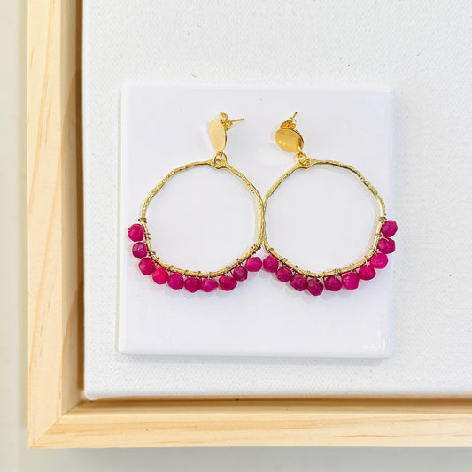 Wrapped Hot Pink Chalcedony Earrings