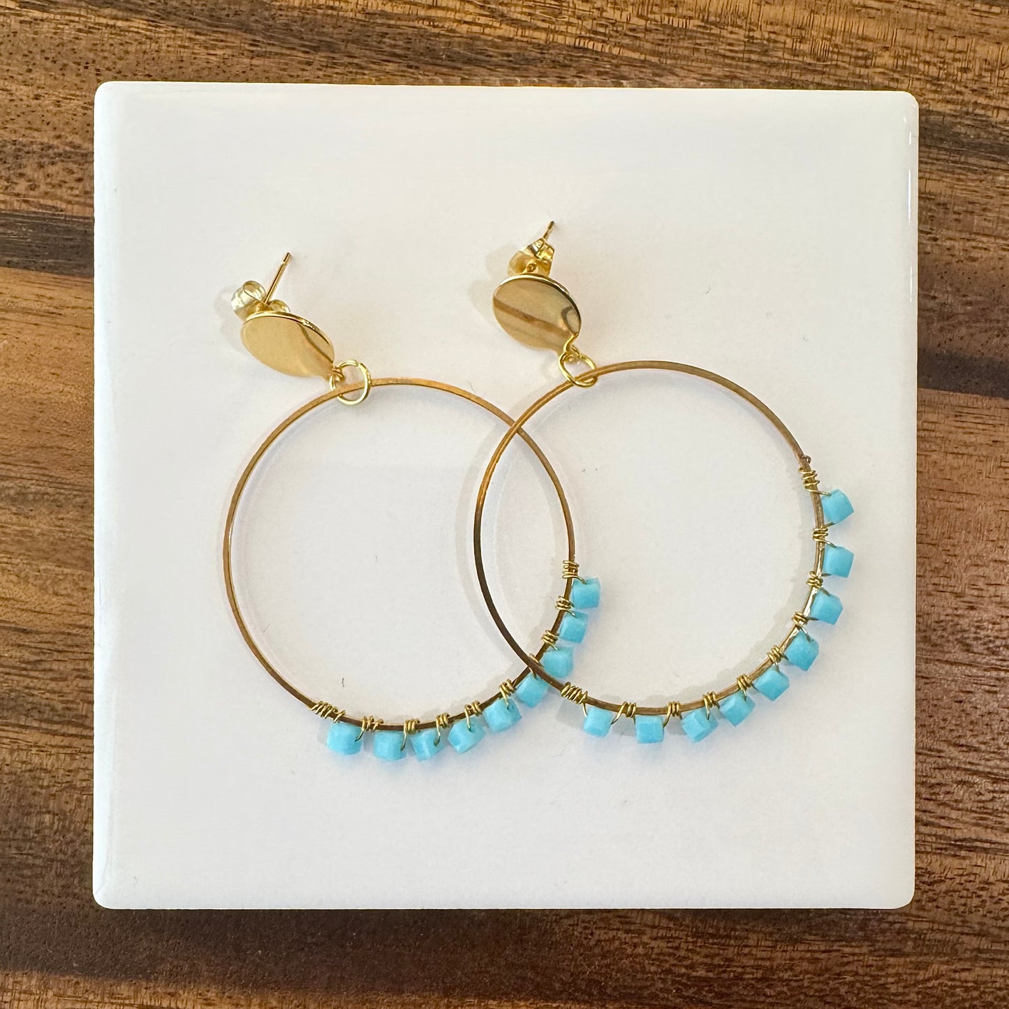 Wrapped Sky Blue Glass Earrings