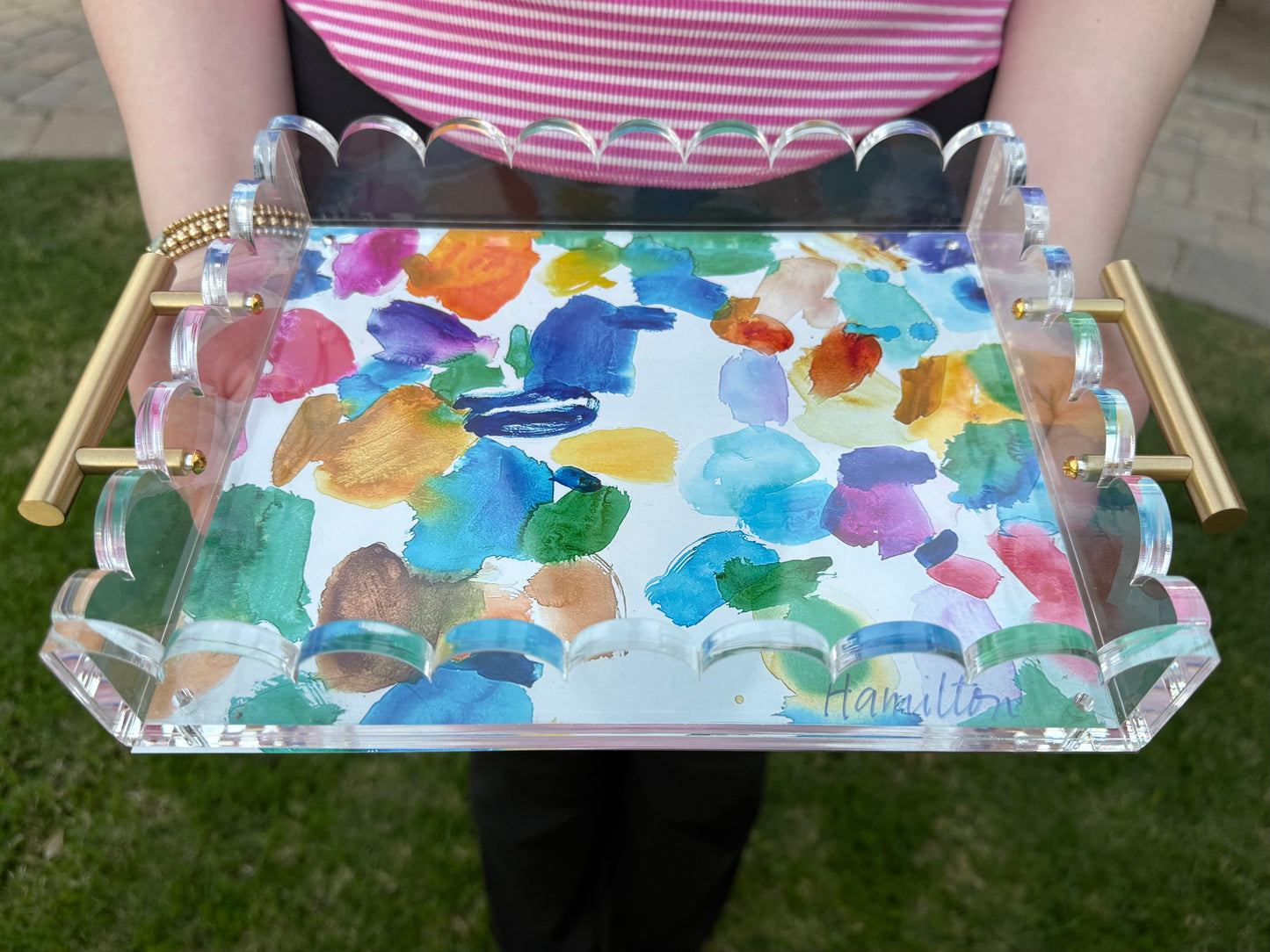 Acrylic Tray with Watercolor Print