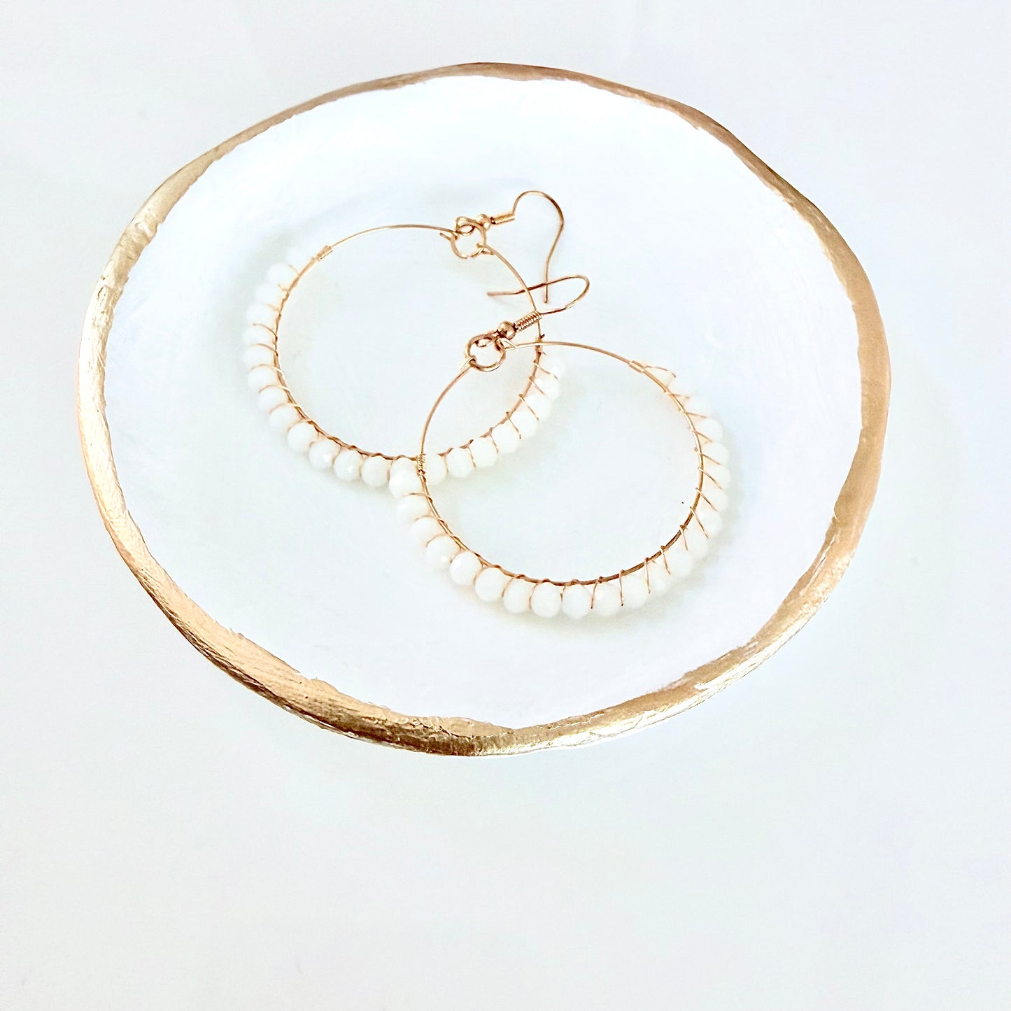 Milkstone Wrapped Hoop Earrings