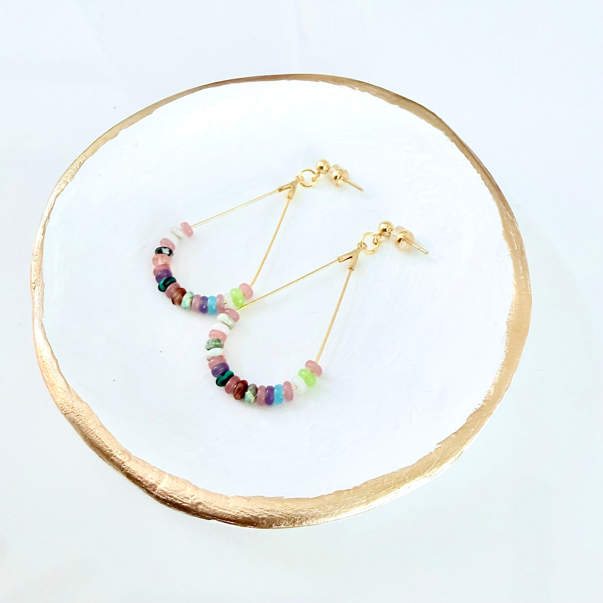 Indian Agate Gemstone Teardrop Earrings