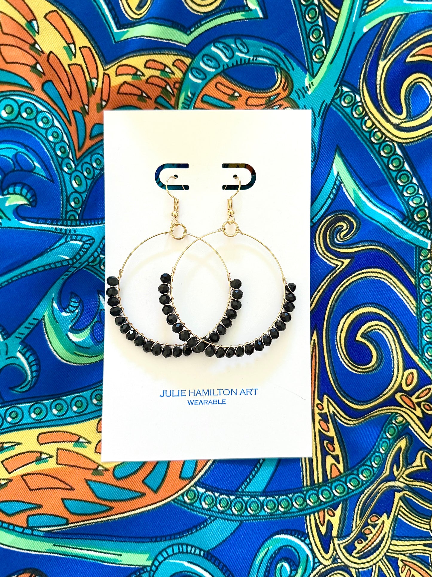 BLACK BEADED HOOP
