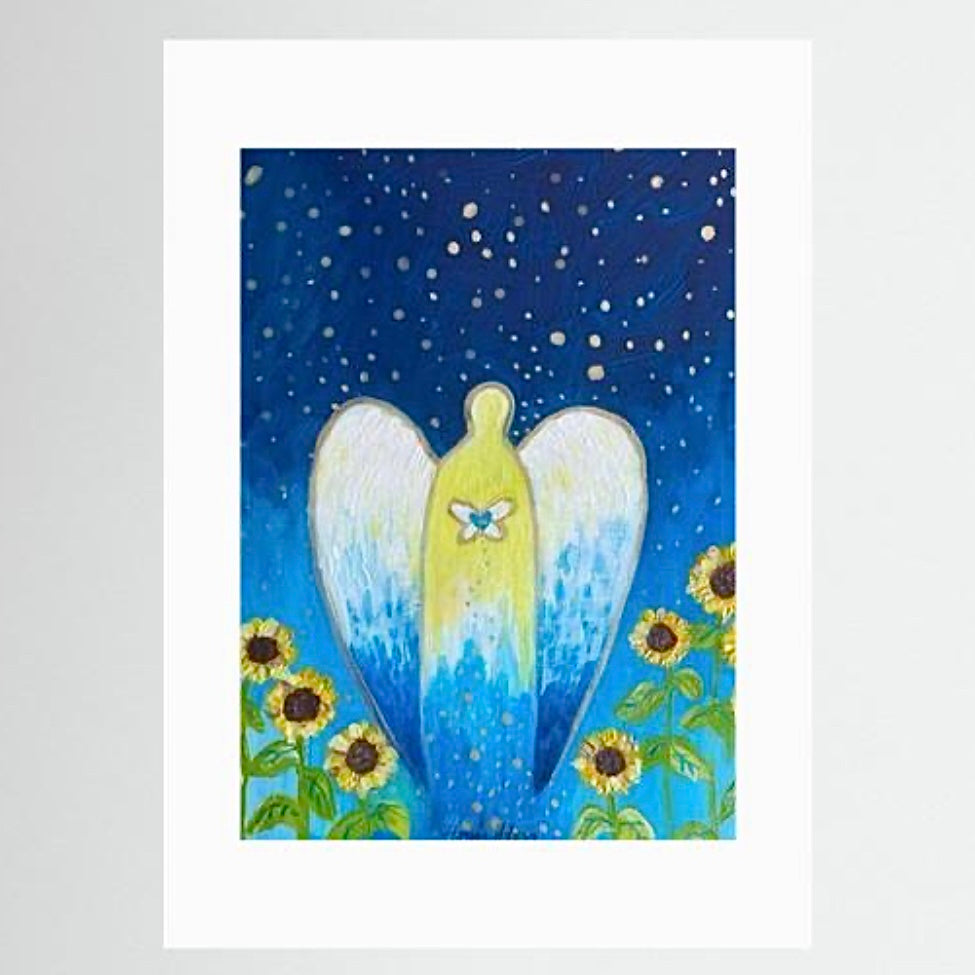 Angel with Sunflowers - Paper Print